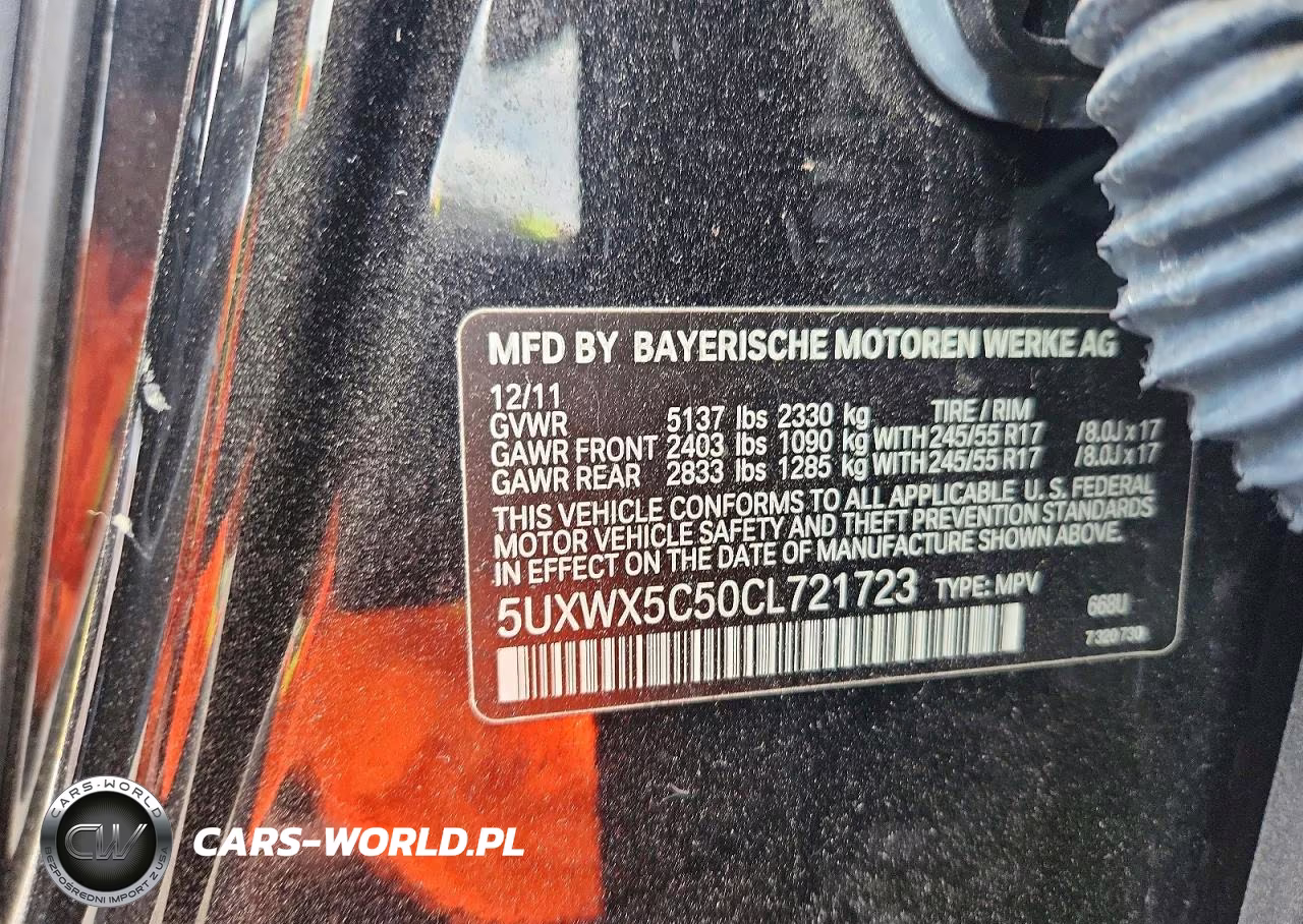 2012 BMW X3 xDrive28I VIN:5UXWX5C50CL721723 - 13