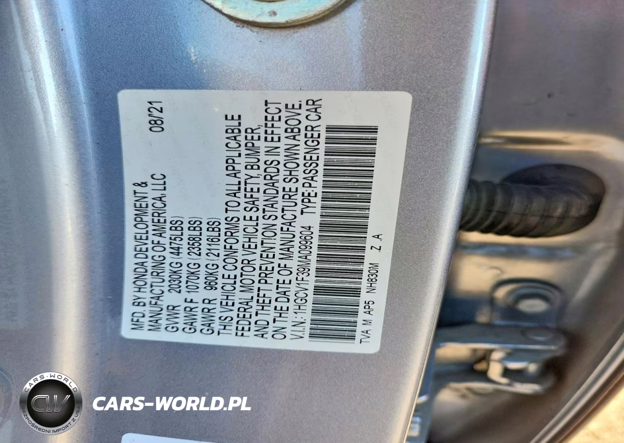 2021 Honda Accord Sport VIN:1HGCV1F39MA099604 - 12