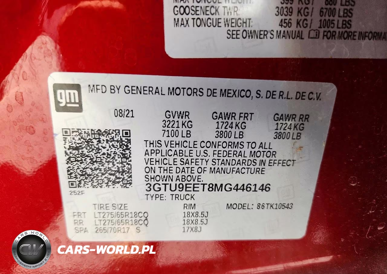 2021 GMC Sierra K1500 At4 VIN:3GTU9EET8MG446146 - 12