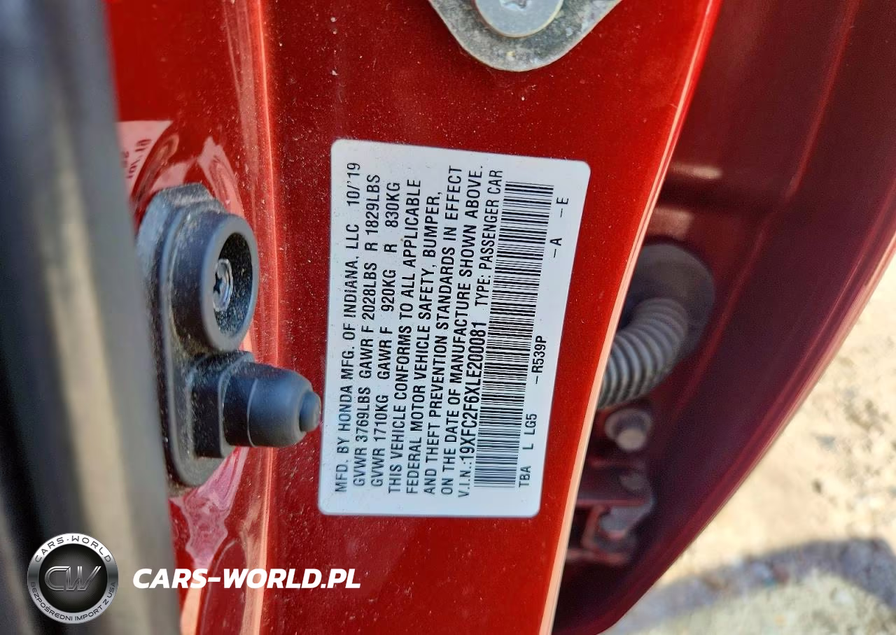 2020 Honda Civic Lx VIN:19XFC2F6XLE200081 - 12