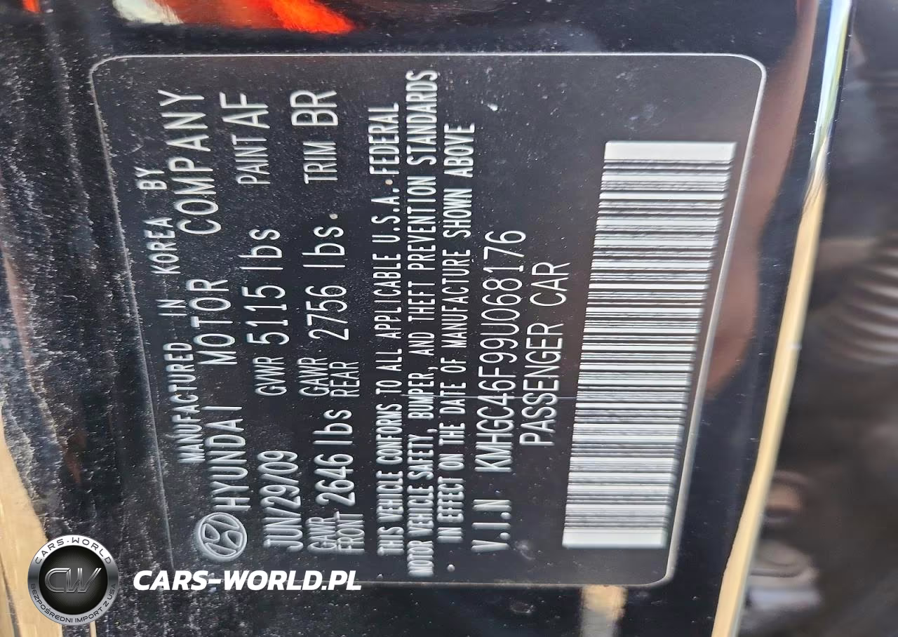 2009 Hyundai Genesis 4.6L VIN:KMHGC46F99U068176 - 12