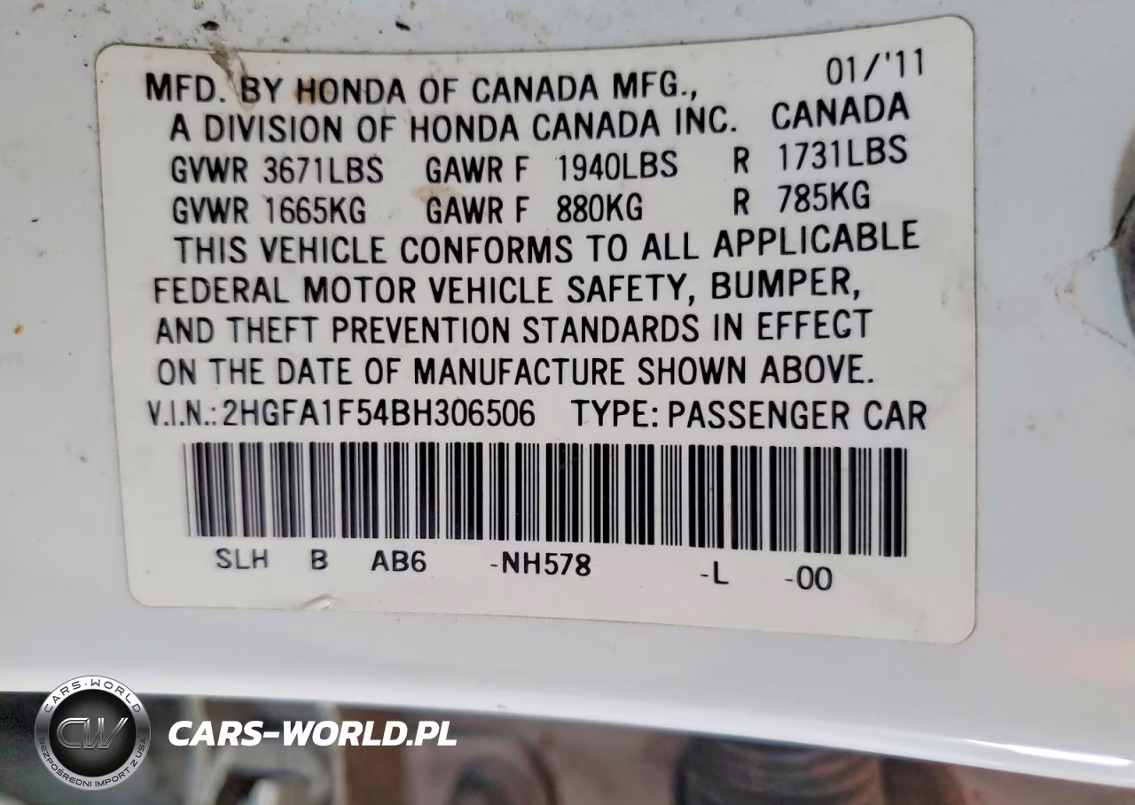 2011 Honda Civic Lx VIN:2HGFA1F54BH306506 - 12