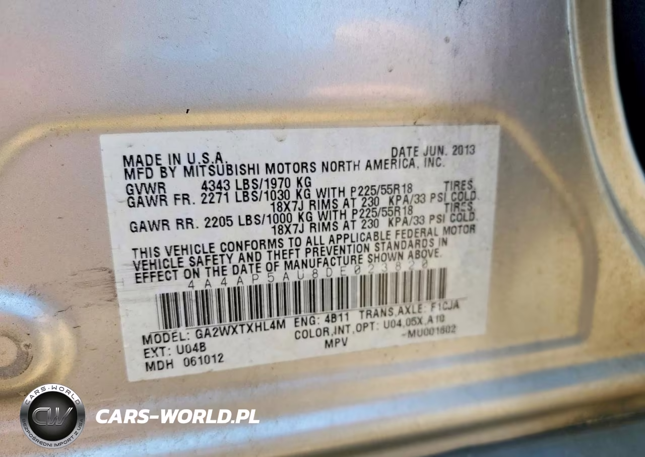 2013 Mitsubishi Outlander Sport Le VIN:4A4AP5AU8DE023820 - 12
