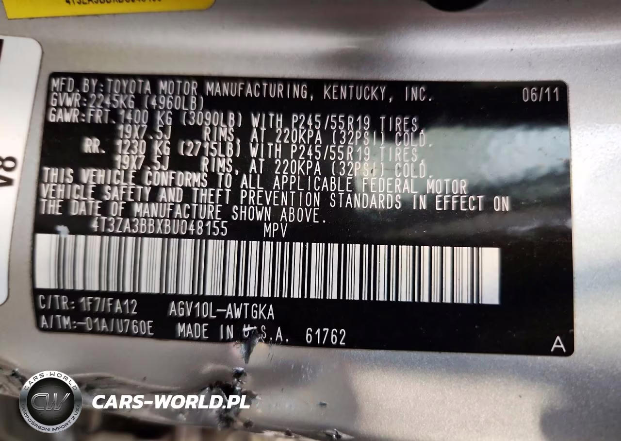 2011 Toyota Venza Fwd 4Cyl VIN:4T3ZA3BBXBU048155 - 13