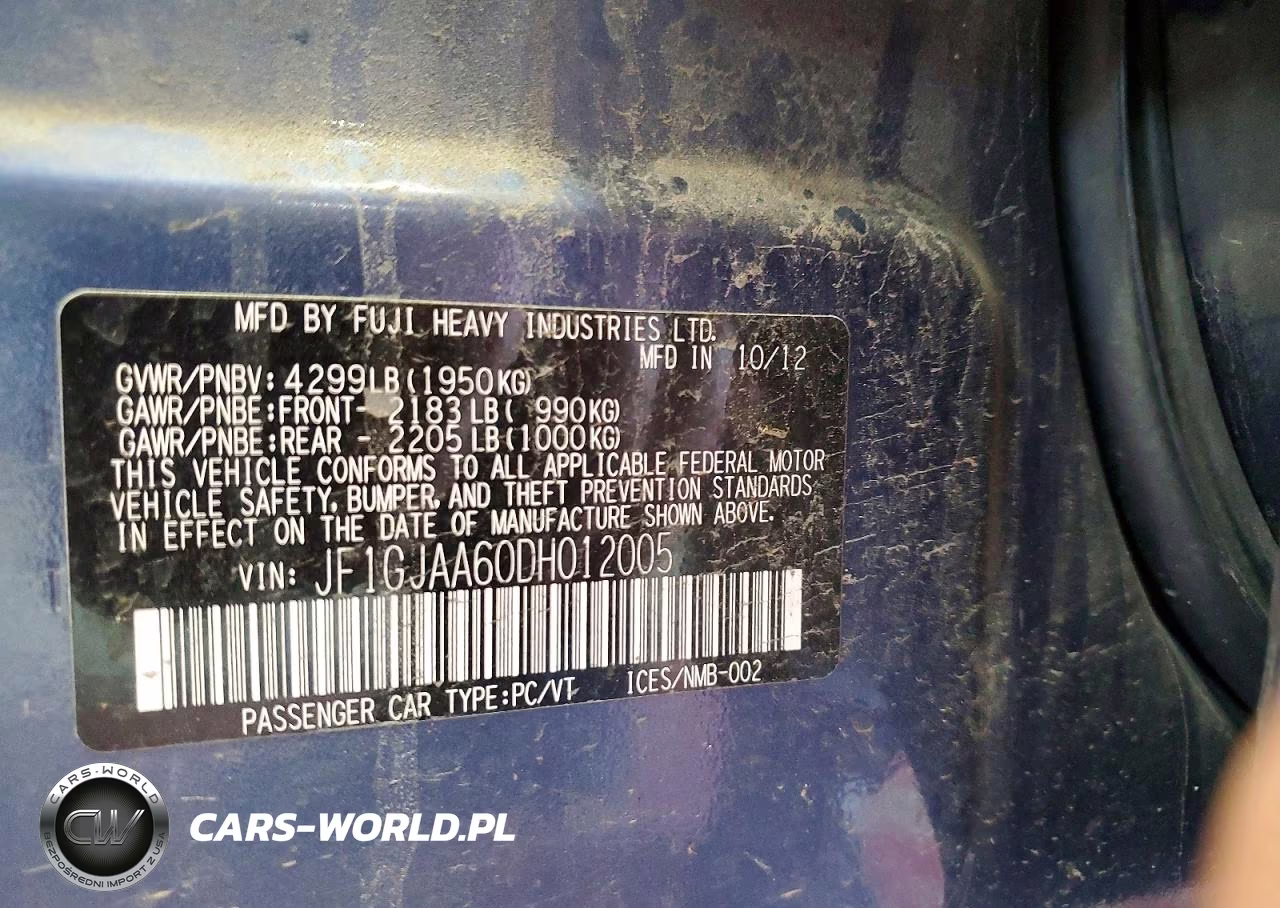 2013 Subaru Impreza VIN:JF1GJAA60DH012005 - 13
