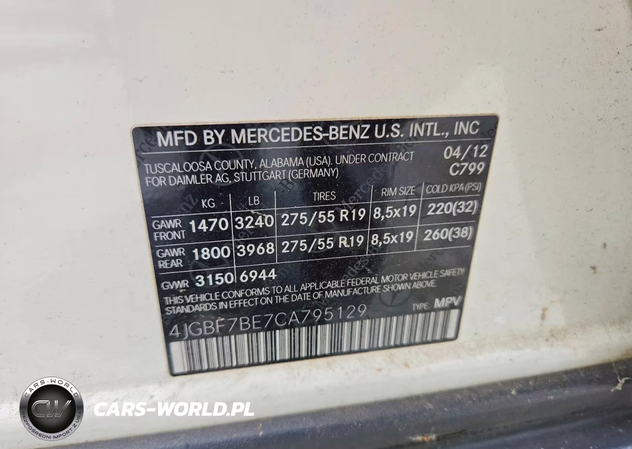 2012 Mercedes-Benz Gl 450 4Matic VIN:4JGBF7BE7CA795129 - 13