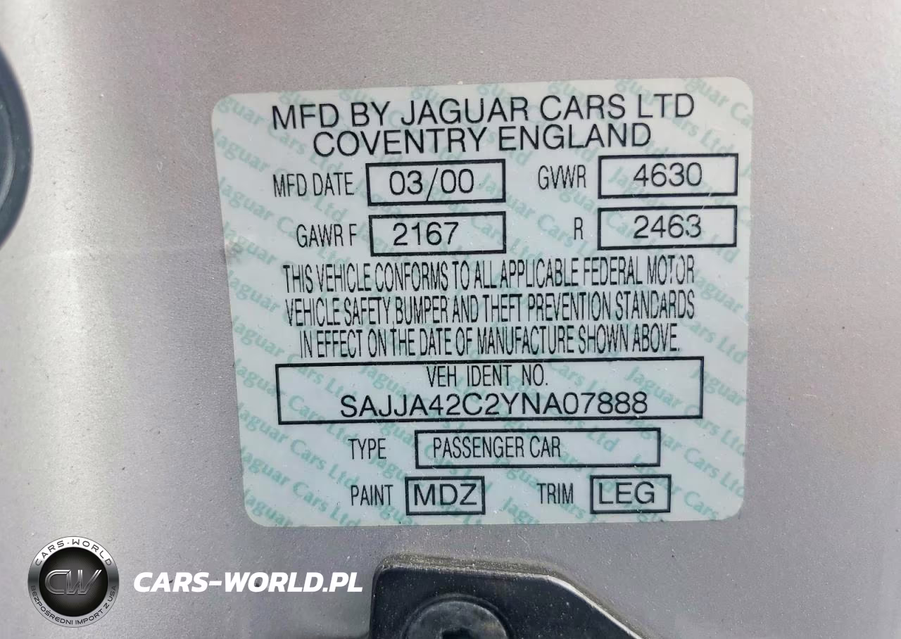 2000 Jaguar Xk8 VIN:SAJJA42C2YNA07888 - 12