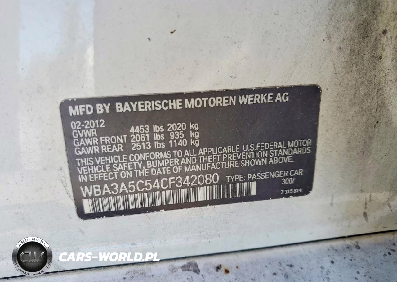 2012 BMW 328 I VIN:WBA3A5C54CF342080 - 12