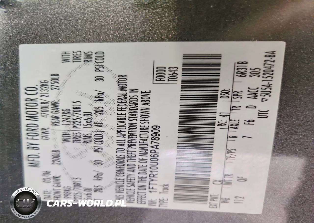 2006 Ford Ranger VIN:1FTYR10U06PA78909 - 12