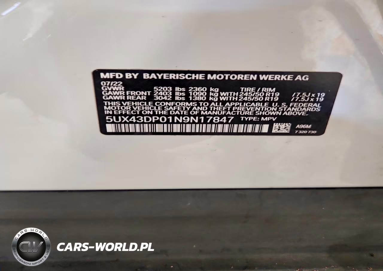 2022 BMW X3 Sdrive30I VIN:5UX43DP01N9N17847 - 13