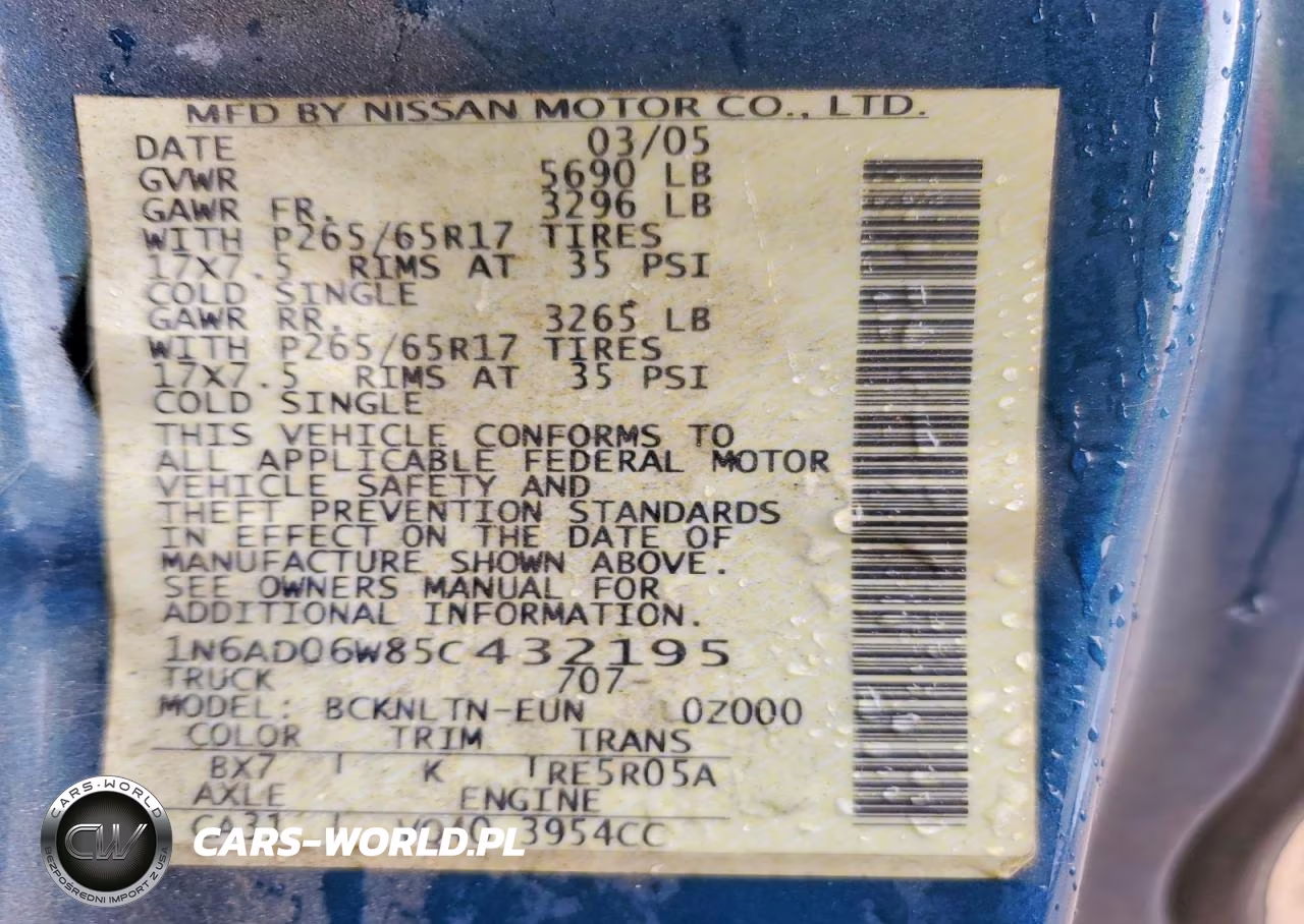 2005 Nissan Frontier Se VIN:1N6AD06W85C432195 - 12