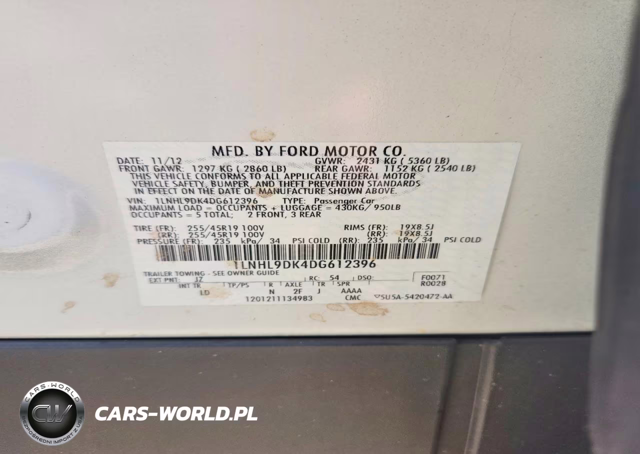 2013 Lincoln Mks VIN:1LNHL9DK4DG612396 - 12