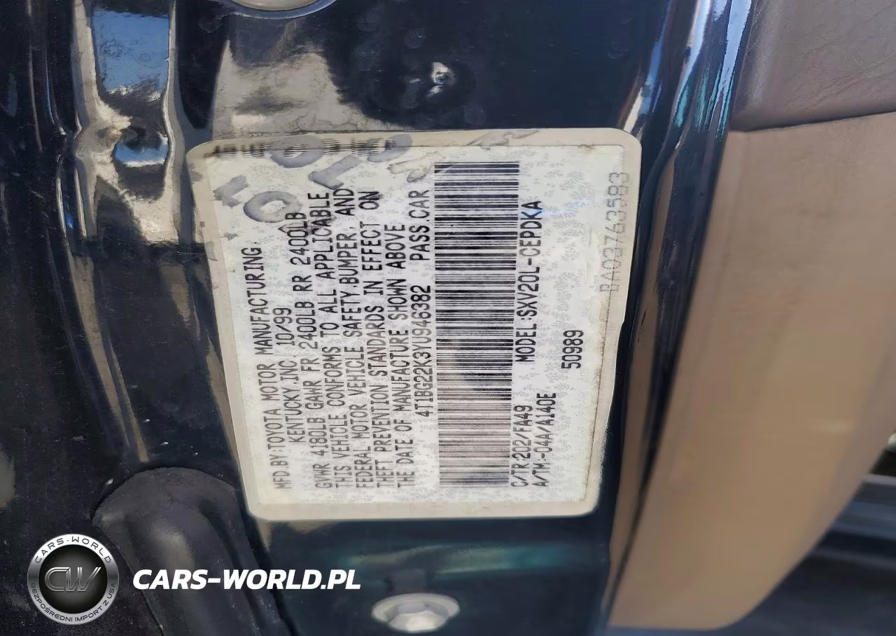 2000 Toyota Camry Ce VIN:4T1BG22K3YU946382 - 12