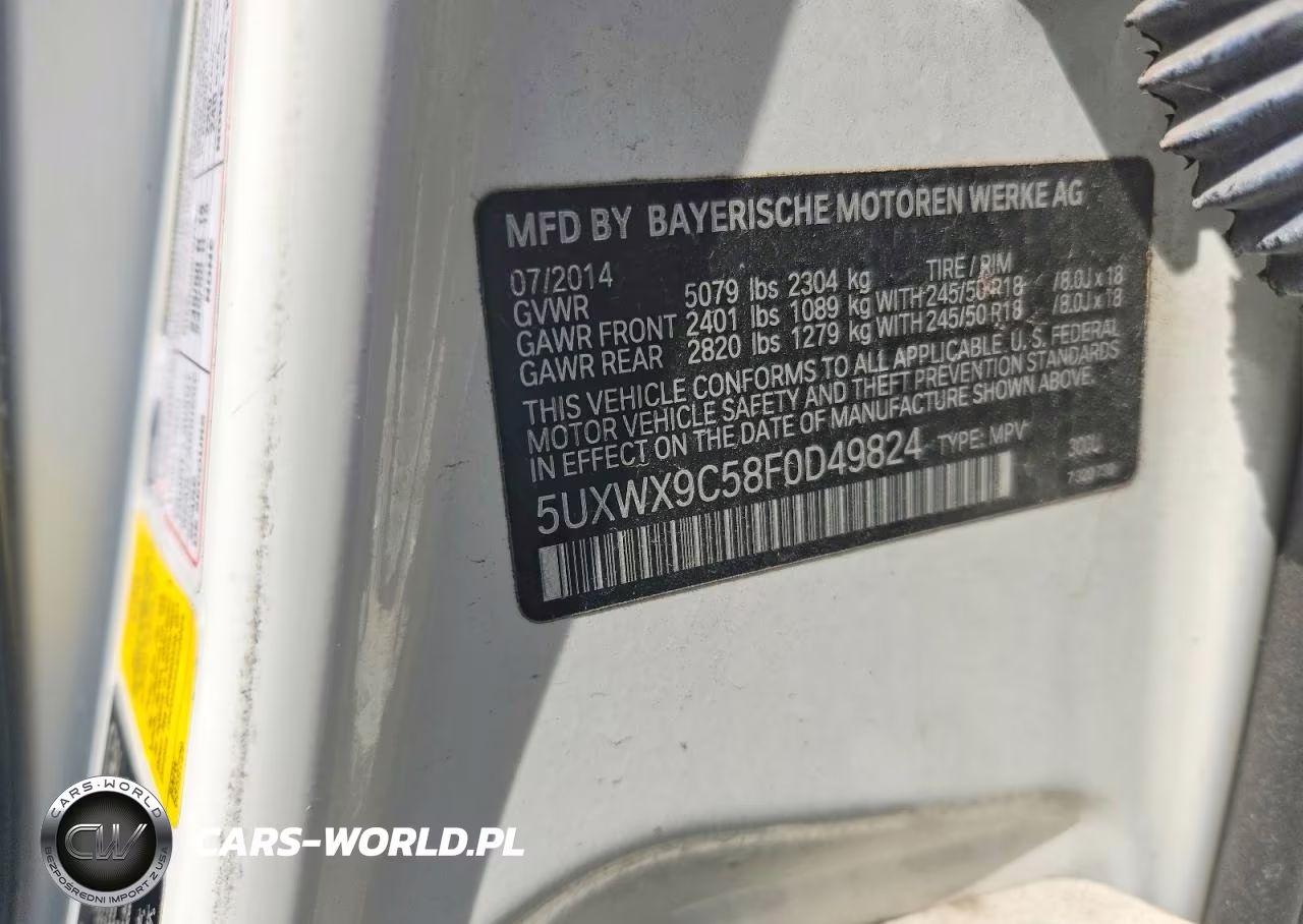 2015 BMW X3 xDrive28I VIN:5UXWX9C58F0D49824 - 12