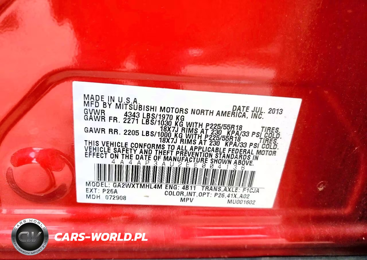 2014 Mitsubishi Outlander Sport Es VIN:4A4AP3AU2EE004136 - 13