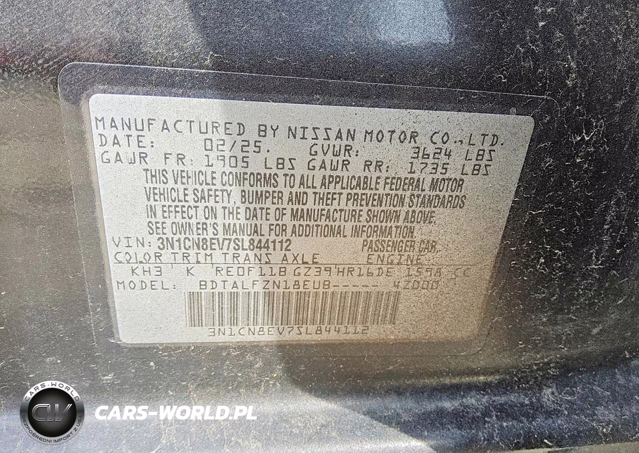 2025 Nissan Versa Sv VIN:3N1CN8EV7SL844112 - 5