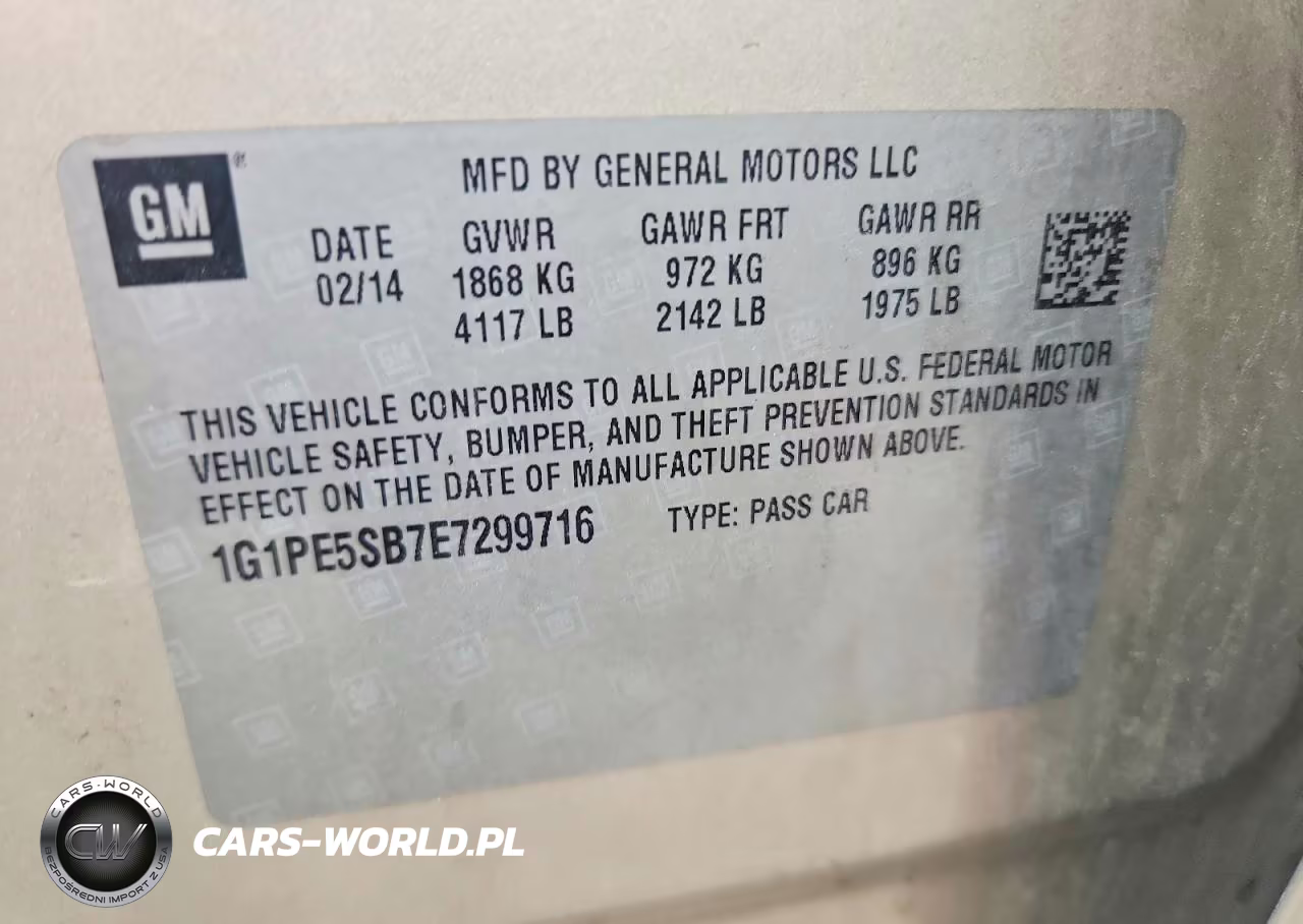 2014 Chevrolet Cruze Lt VIN:1G1PE5SB7E7299716 - 12