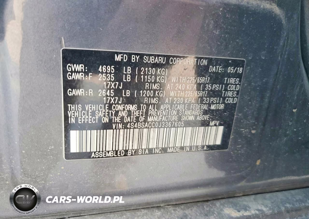 2018 Subaru Outback 2.5I Premium VIN:4S4BSACC0J3367605 - 13