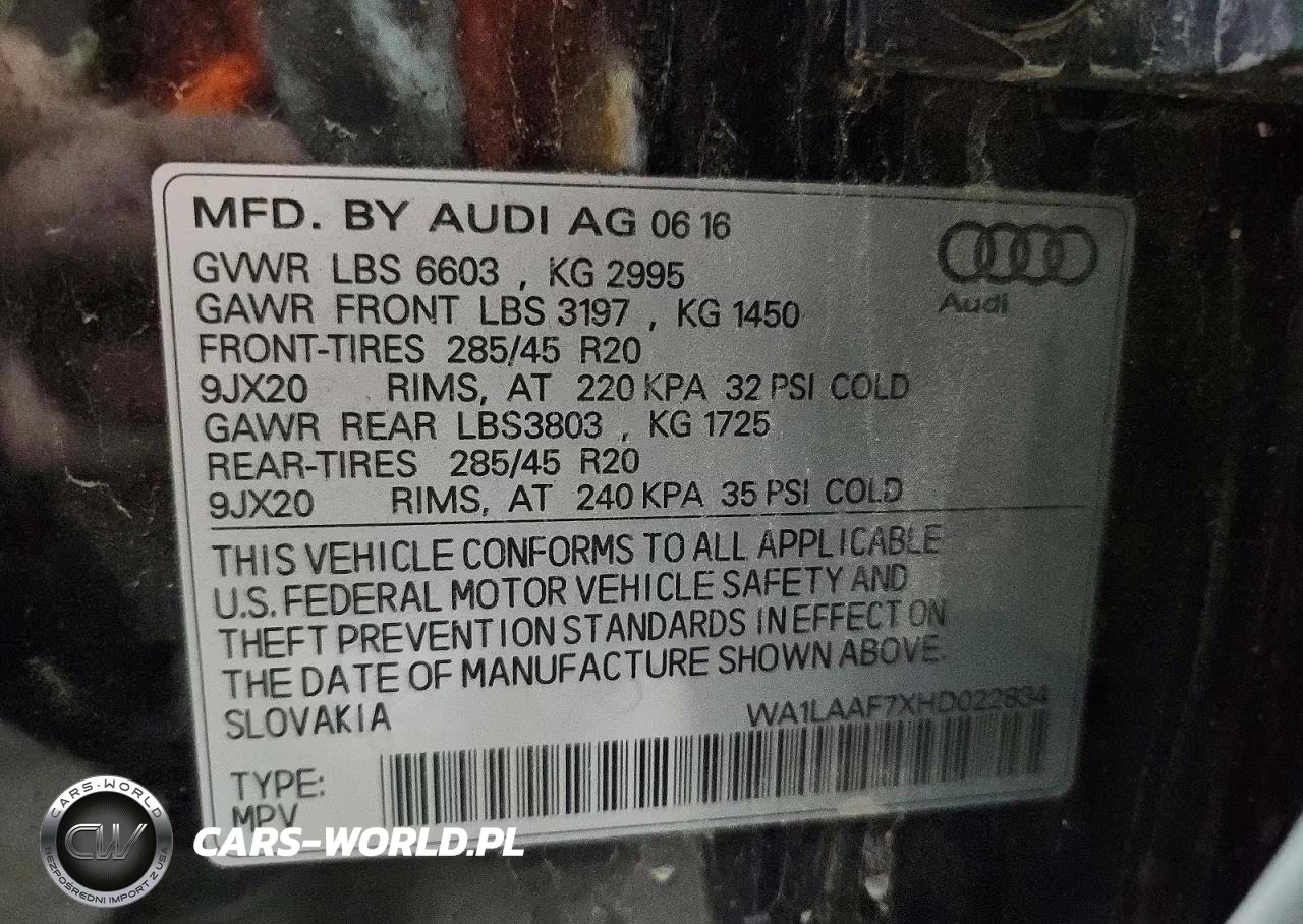 2017 Audi Q7 Premium Plus VIN:WA1LAAF7XHD022834 - 13
