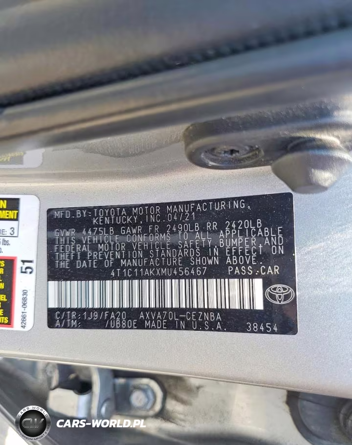2021 Toyota Camry Le VIN:4T1C11AKXMU456467 - 12