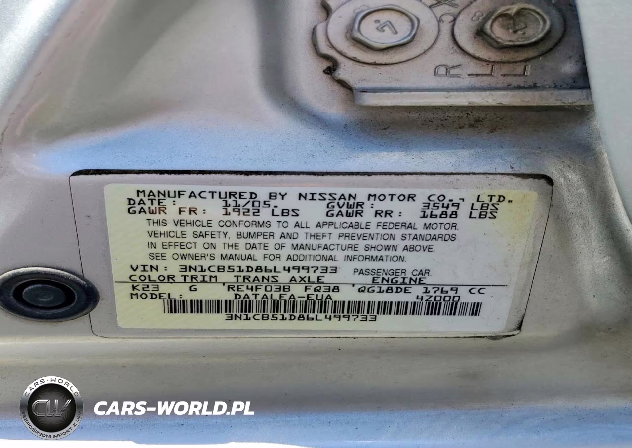 2006 Nissan Sentra 1.8 VIN:3N1CB51D86L499733 - 13