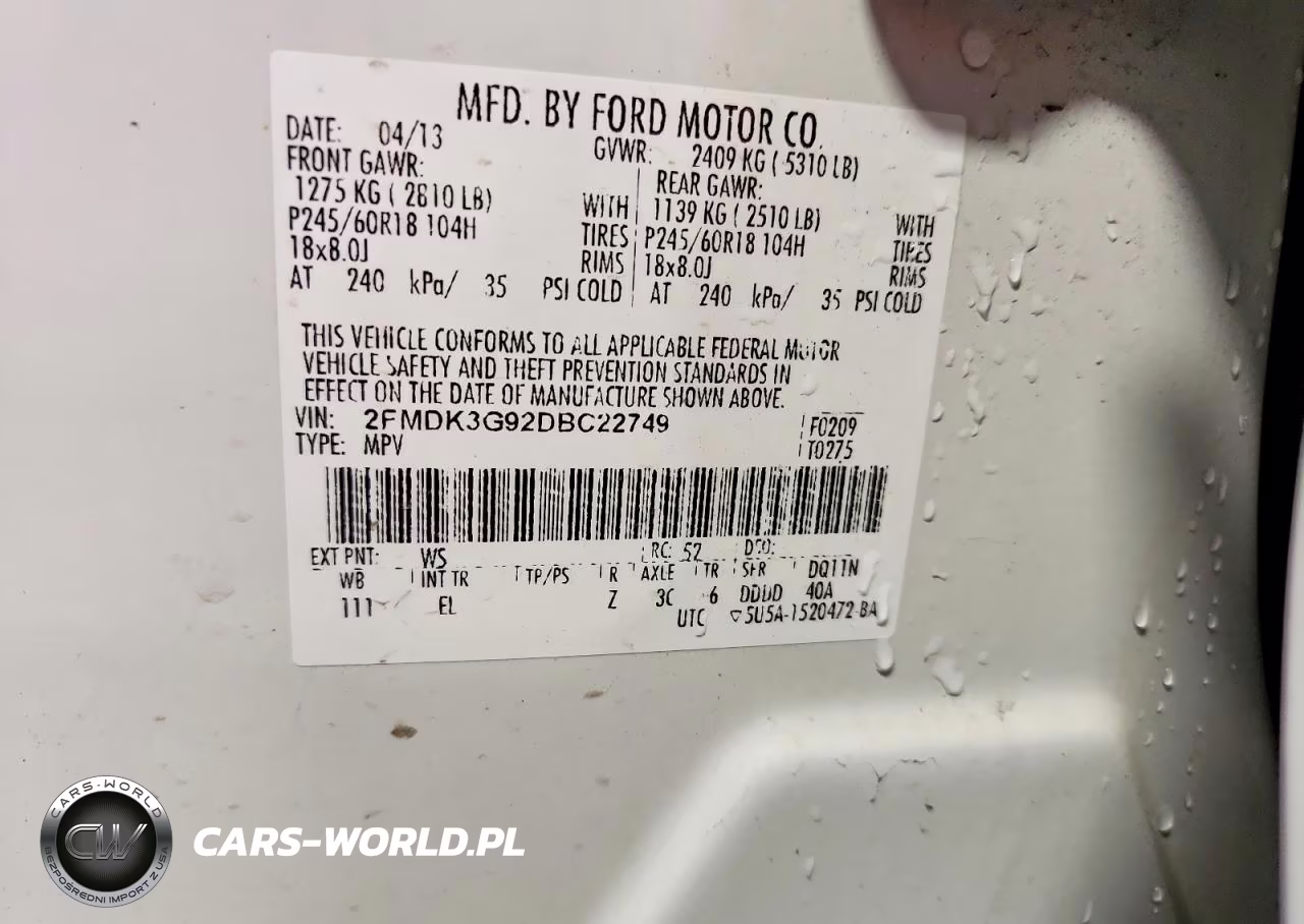 2013 Ford Edge Se VIN:2FMDK3G92DBC22749 - 14