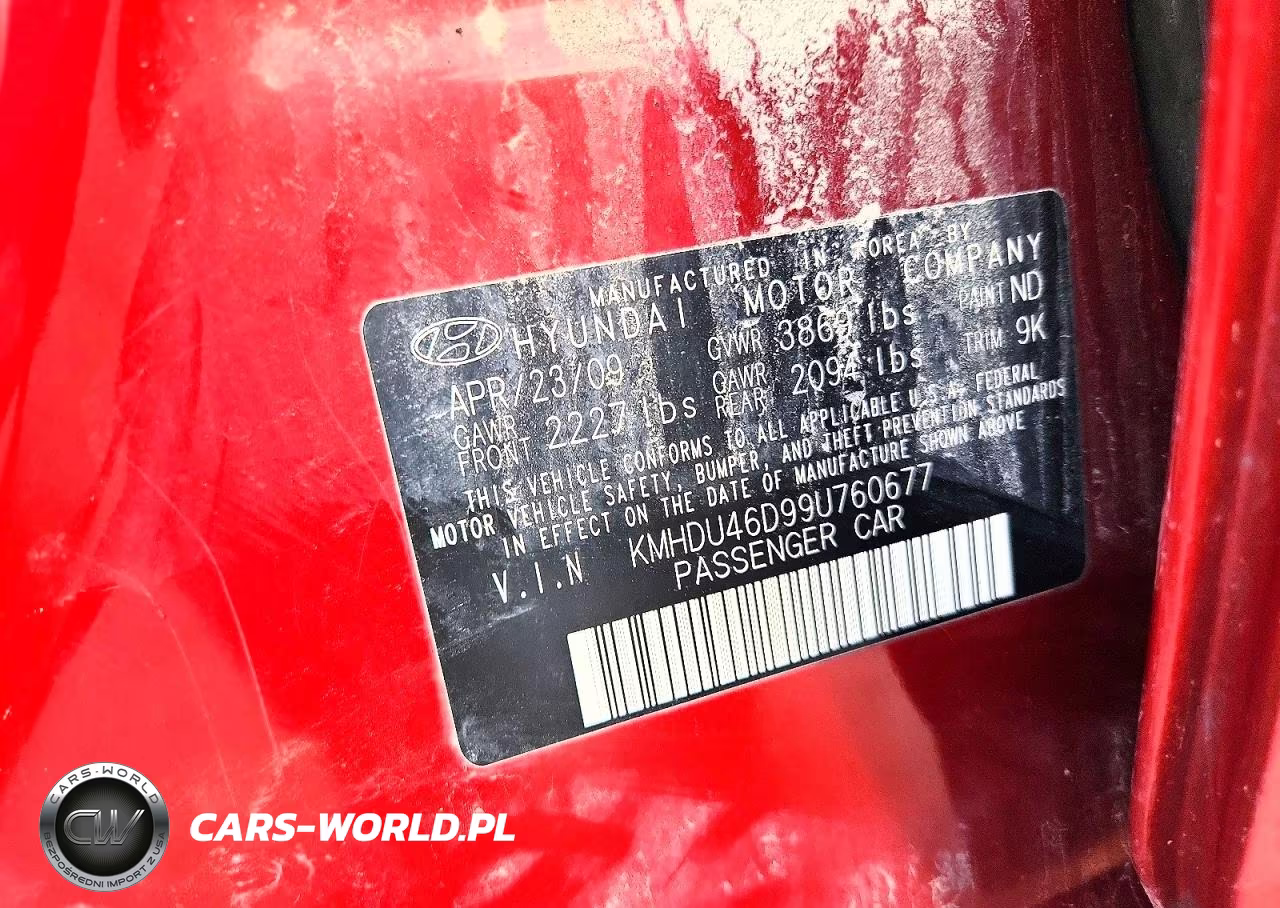 2009 Hyundai Elantra Gls VIN:KMHDU46D99U760677 - 12