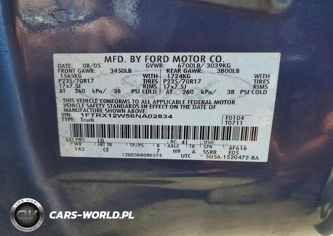 2006 Ford F150 VIN:1FTRX12W56NA02834 - 14