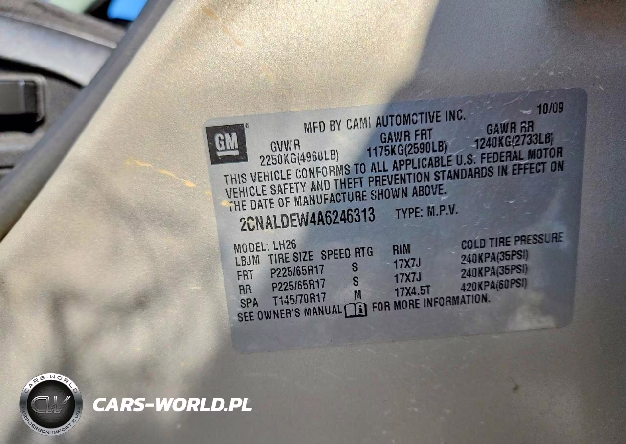 2010 Chevrolet Equinox Lt VIN:2CNALDEW4A6246313 - 13