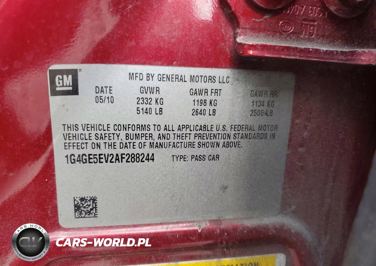 2010 Buick Lacrosse Cxs VIN:1G4GE5EV2AF288244 - 12