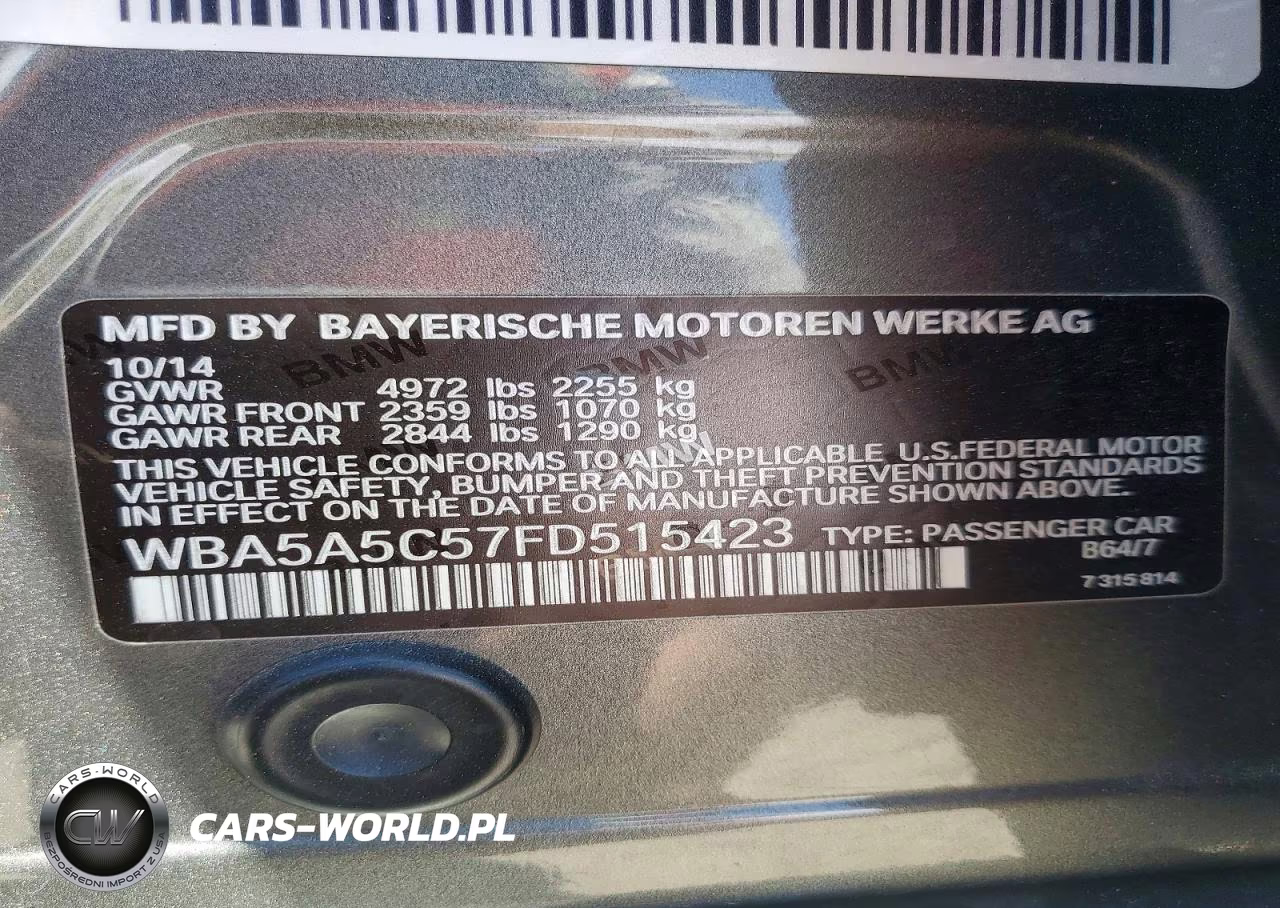 2015 BMW 528 I VIN:WBA5A5C57FD515423 - 12