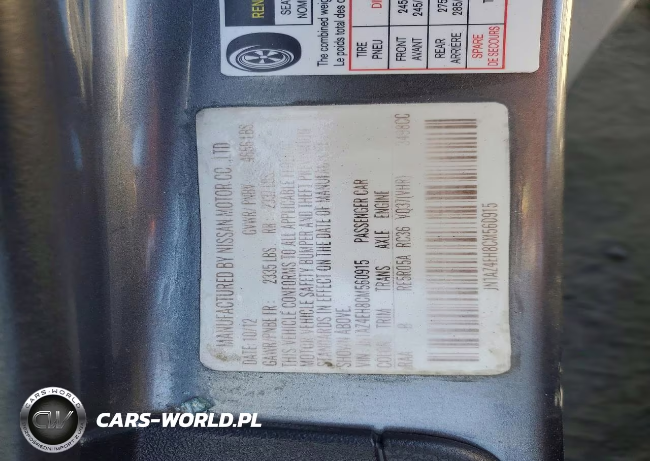 2012 Nissan 370Z Base VIN:JN1AZ4EH8CM560915 - 12