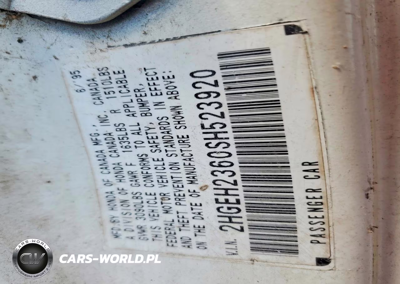 1995 Honda Civic Dx VIN:2HGEH2360SH523920 - 12