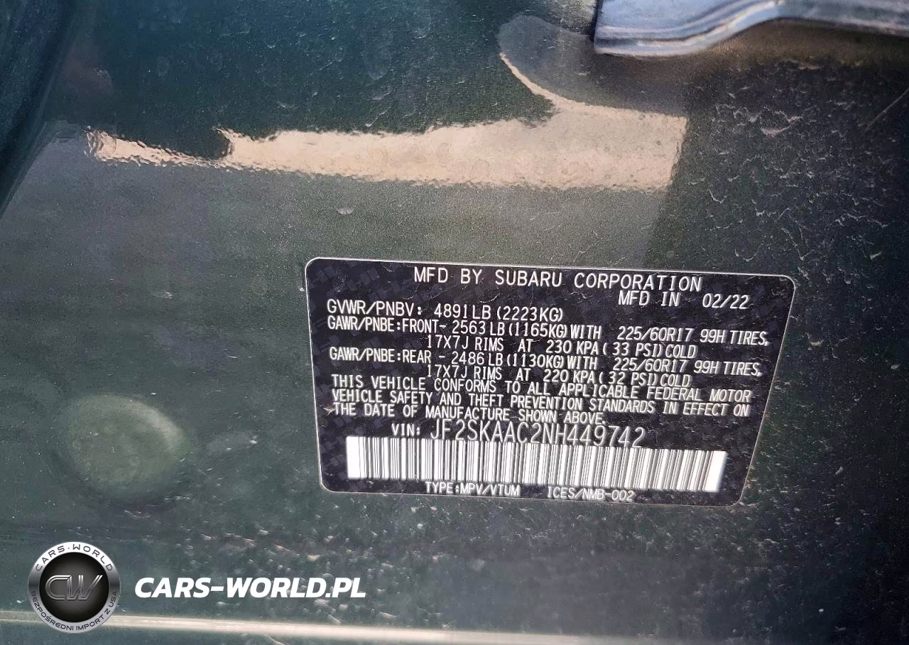 2022 Subaru Forester VIN:JF2SKAAC2NH449742 - 13