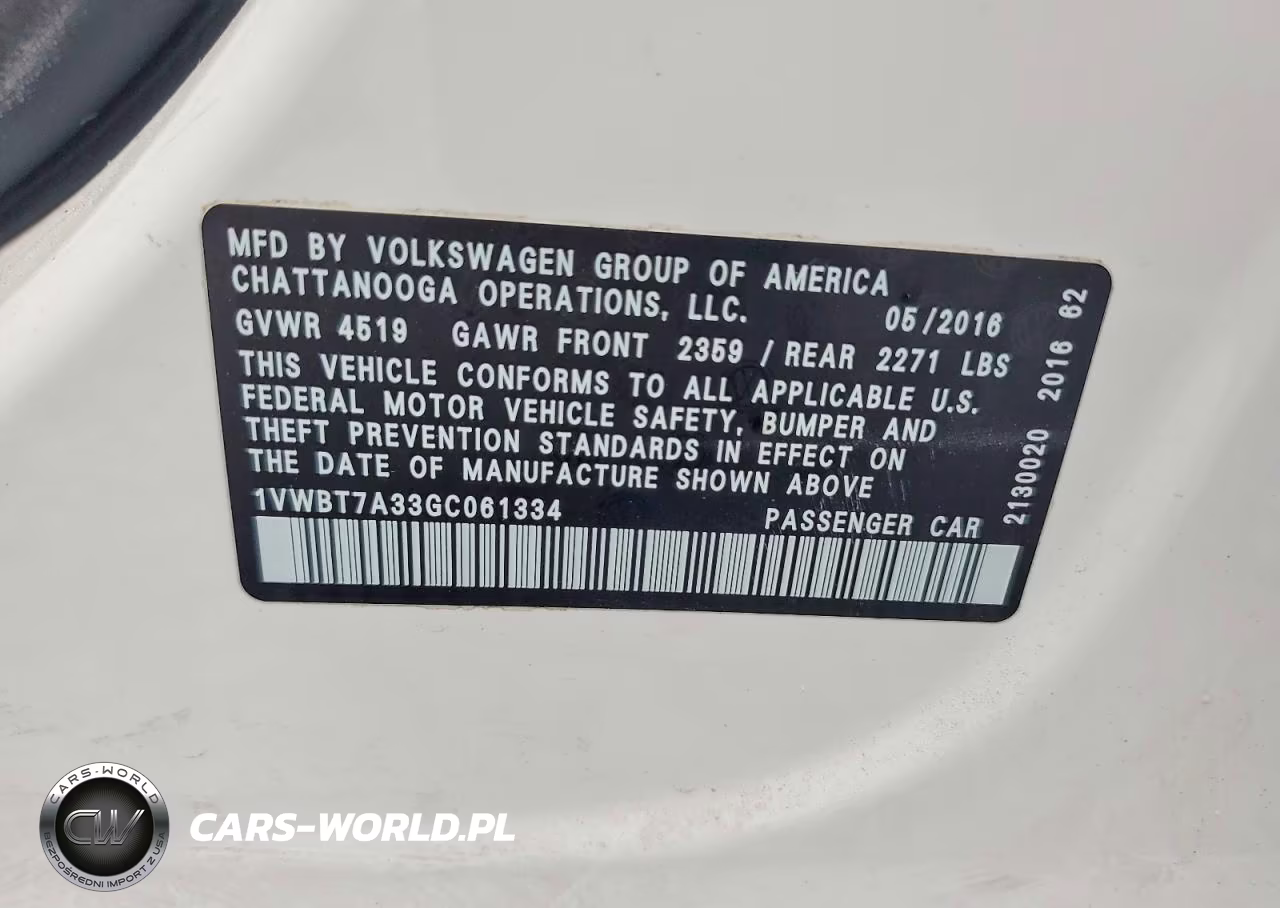 2016 Volkswagen Passat Se VIN:1VWBT7A33GC061334 - 12