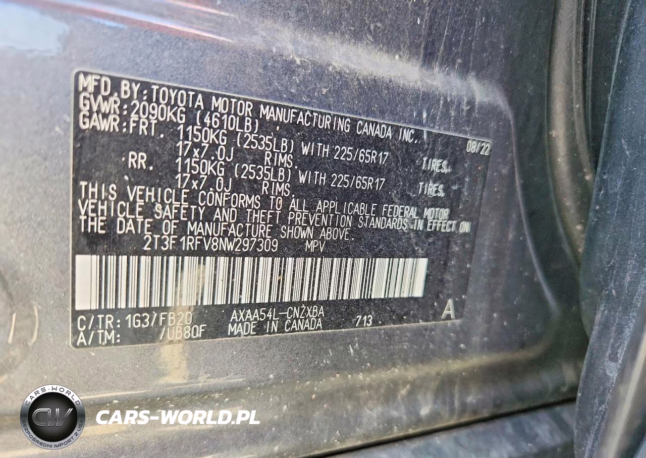 2022 Toyota Rav4 Le VIN:2T3F1RFV8NW297309 - 13