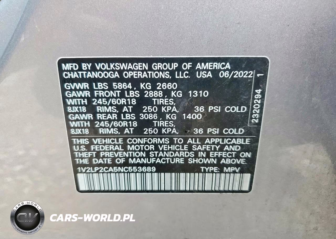 2022 Volkswagen Atlas Se VIN:1V2LP2CA5NC553689 - 13