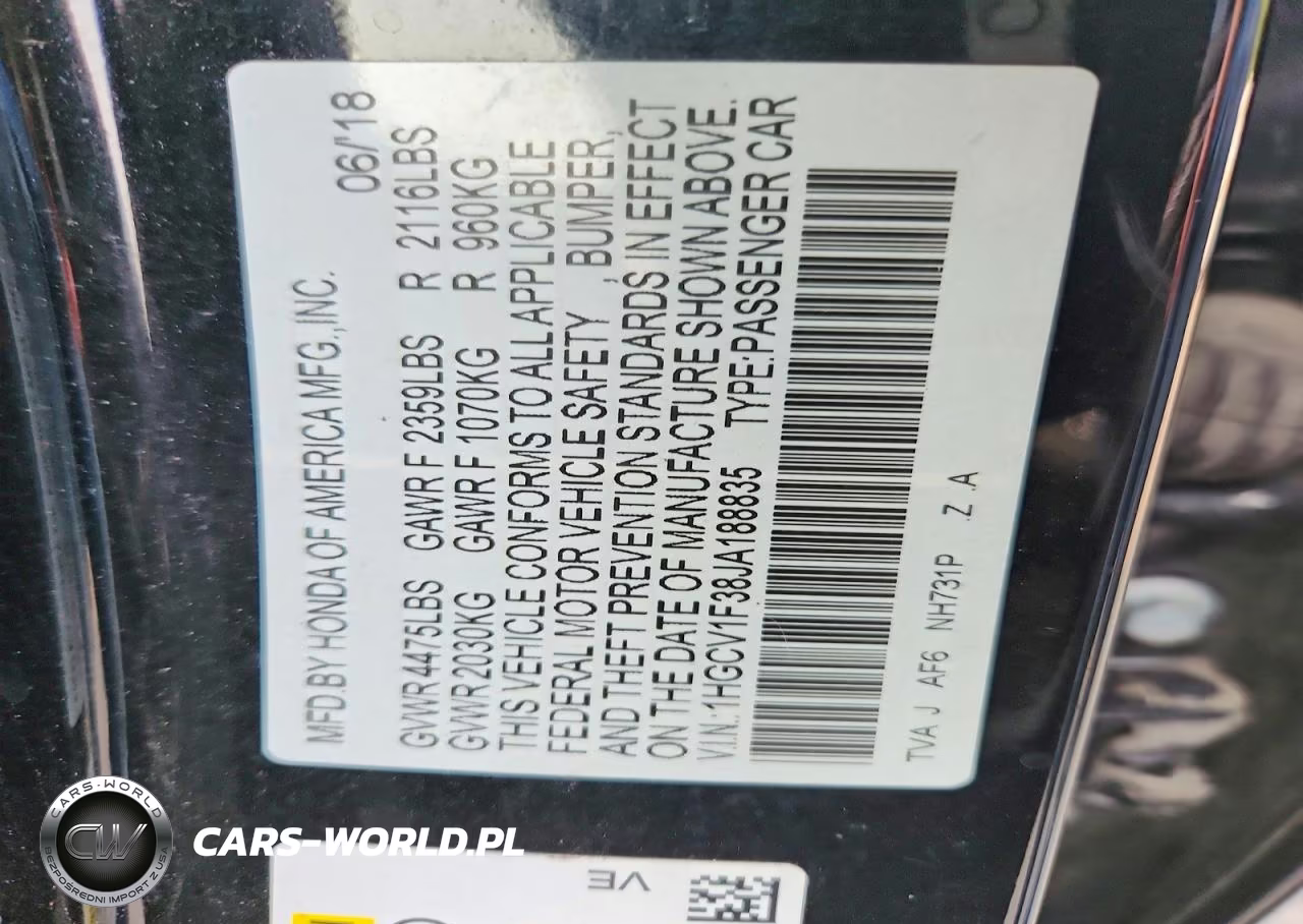 2018 Honda Accord Sport VIN:1HGCV1F38JA188835 - 12