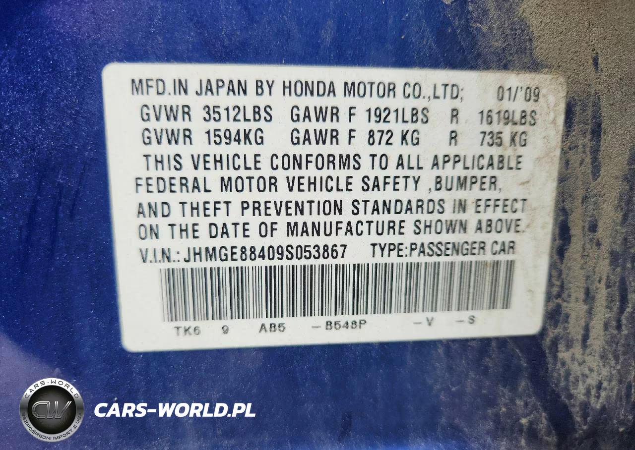 2009 Honda Fit Sport VIN:JHMGE88409S053867 - 12