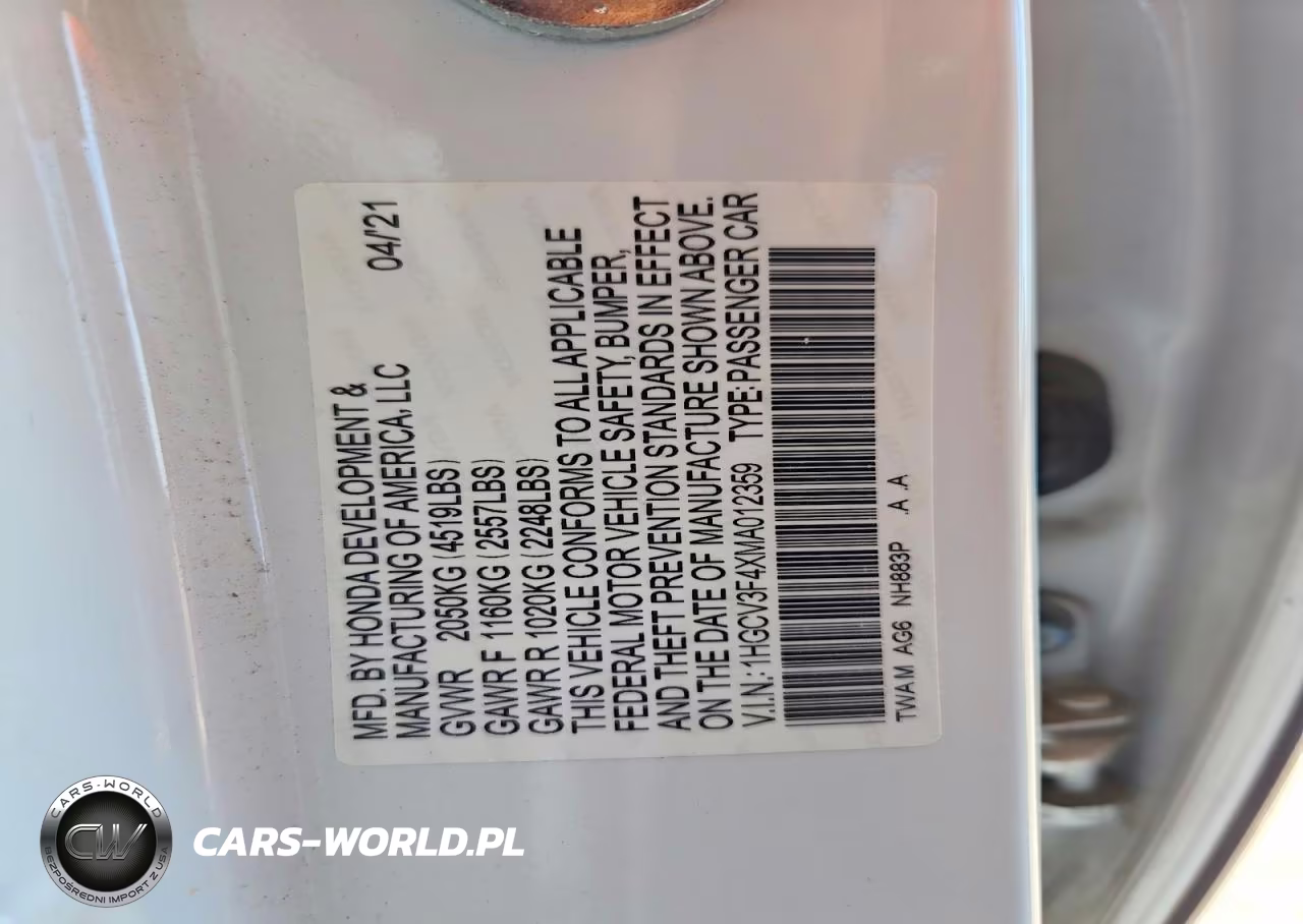 2021 Honda Accord Hybrid Ex VIN:1HGCV3F4XMA012359 - 12