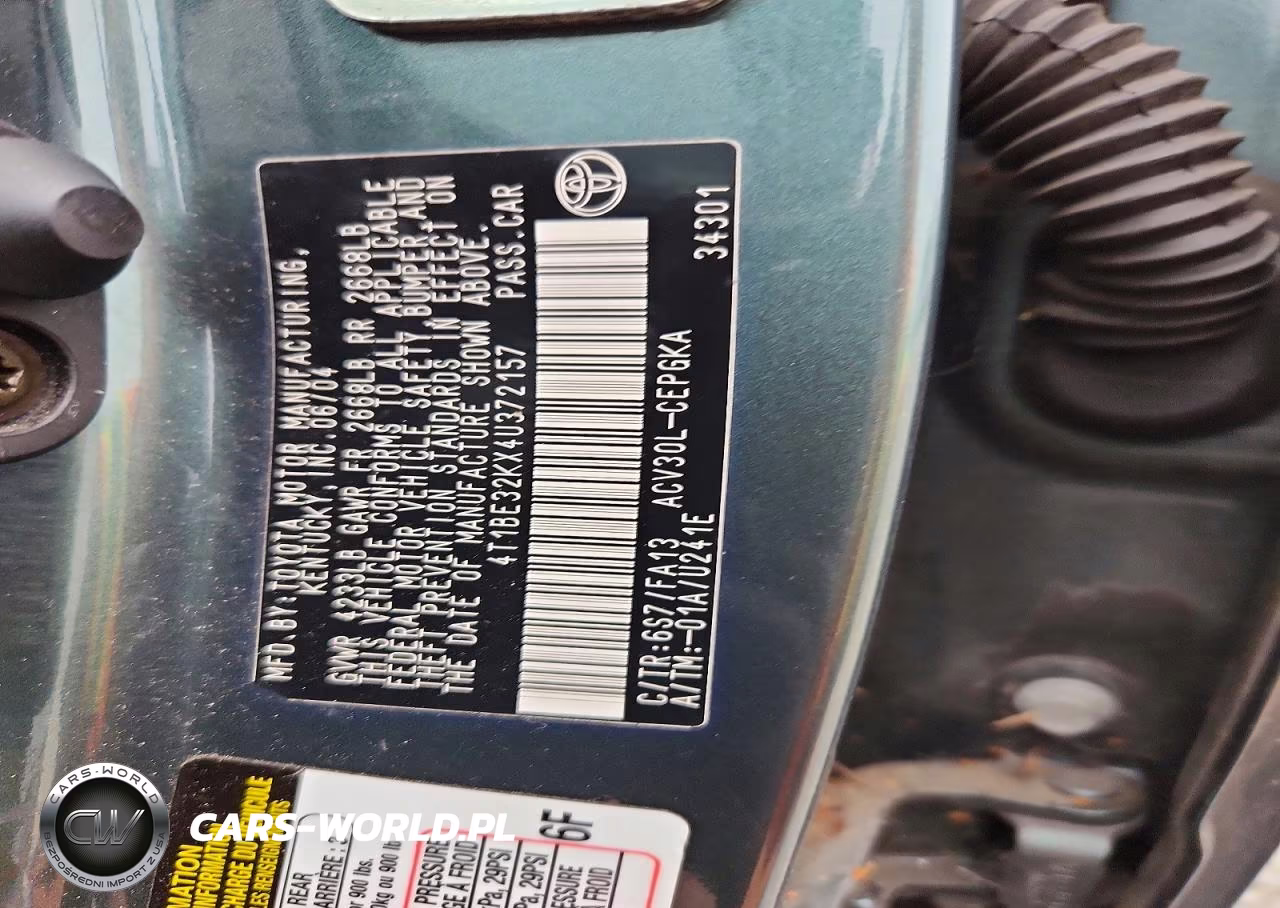 2004 Toyota Camry Xle VIN:4T1BE32KX4U372157 - 12
