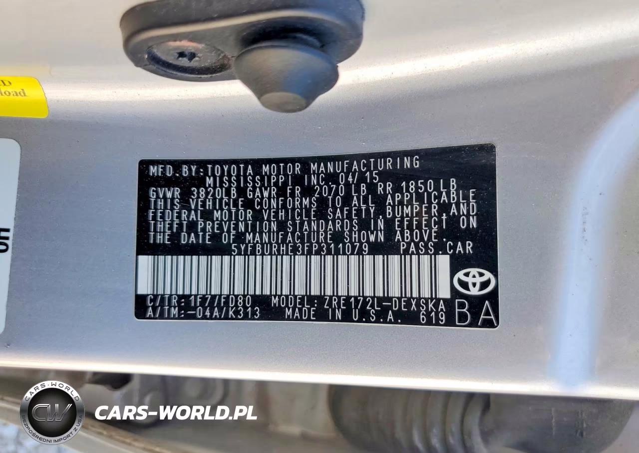 2015 Toyota Corolla S Plus VIN:5YFBURHE3FP311079 - 12