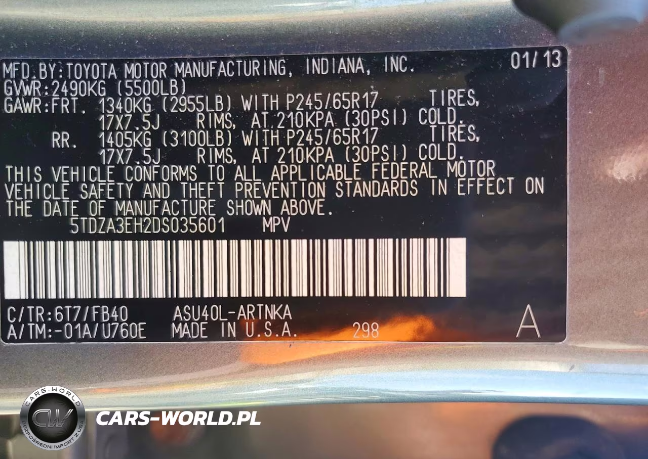 2013 Toyota Highlander Base VIN:5TDZA3EH2DS035601 - 12