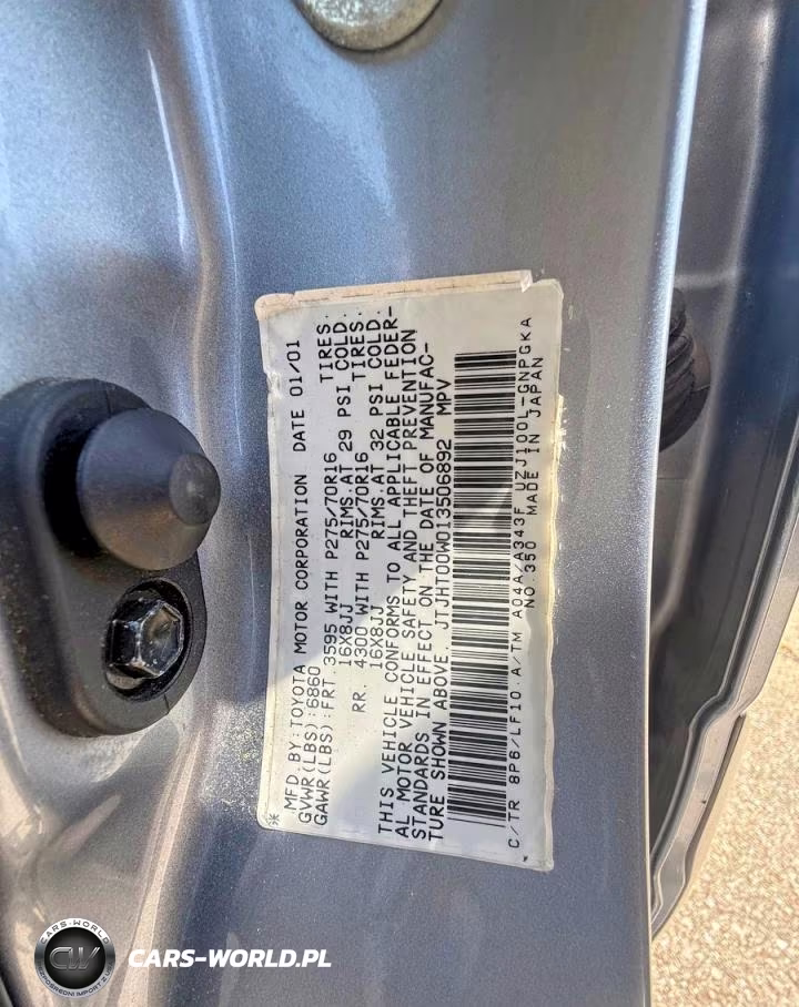 2001 Lexus Lx 470 VIN:JTJHT00W013506892 - 10