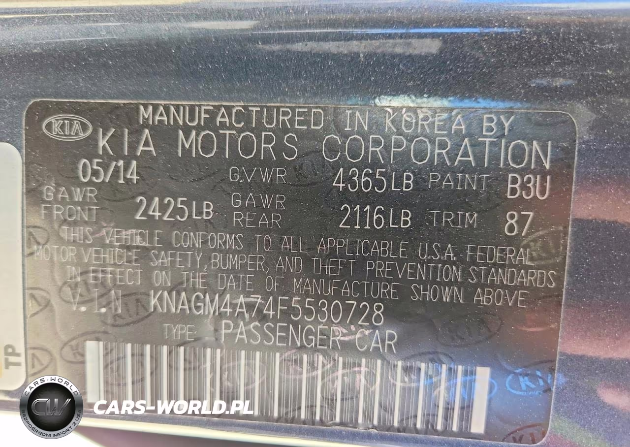 2015 Kia Optima Lx VIN:KNAGM4A74F5530728 - 13