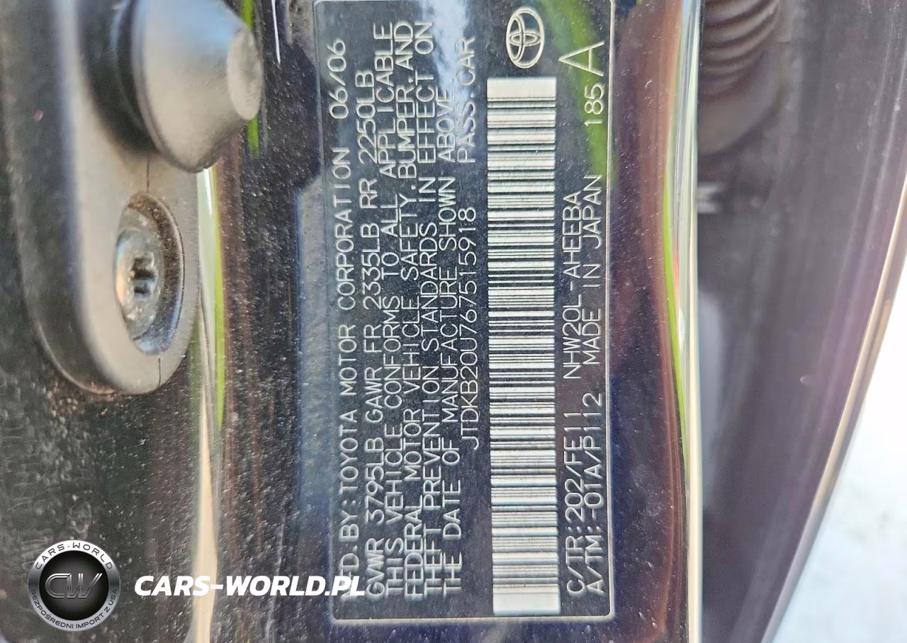 2006 Toyota Prius Base VIN:JTDKB20U767515918 - 12