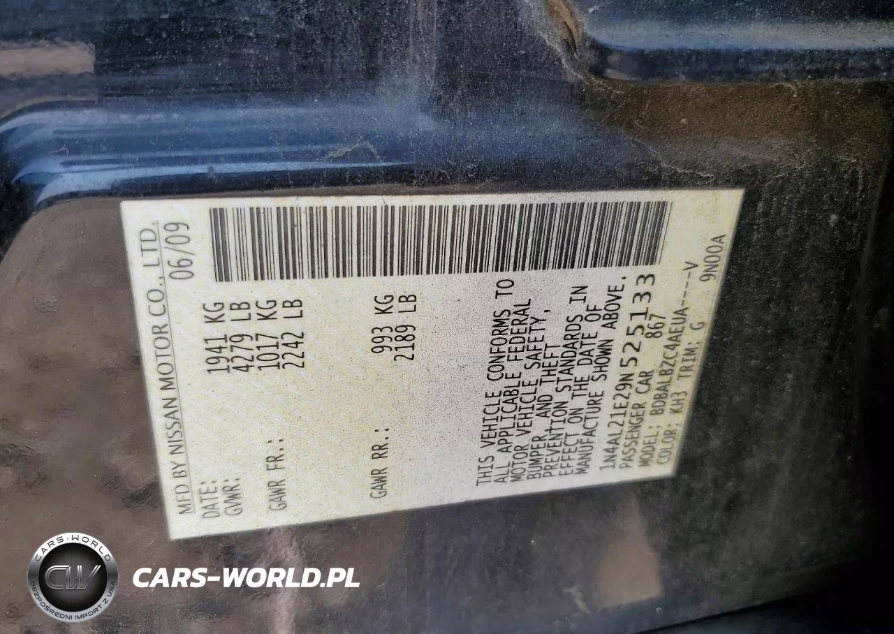 2009 Nissan Altima 2.5 VIN:1N4AL21E29N525133 - 13