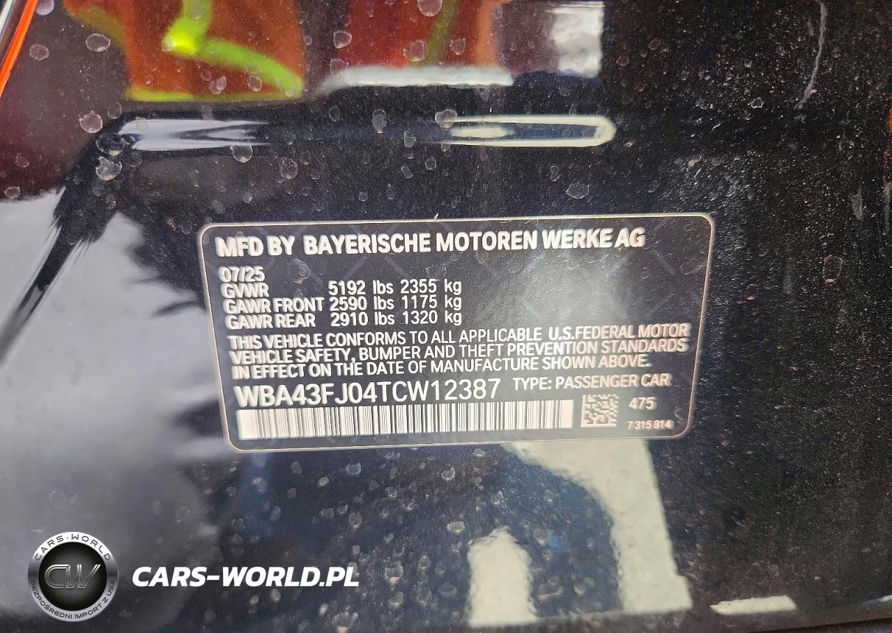 2026 BMW 530 I VIN:WBA43FJ04TCW12387 - 12
