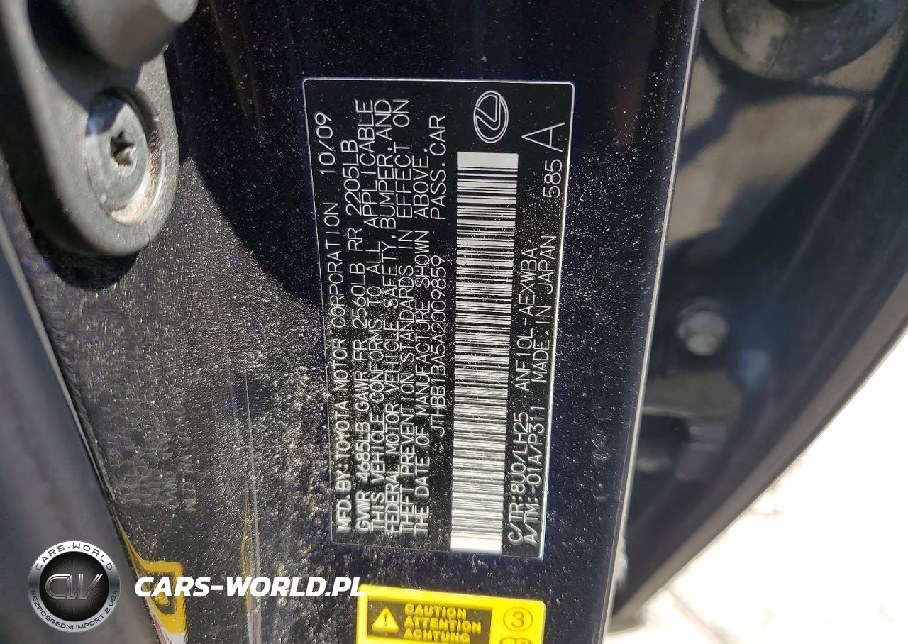 2010 Lexus Hs 250H VIN:JTHBB1BA5A2009859 - 12
