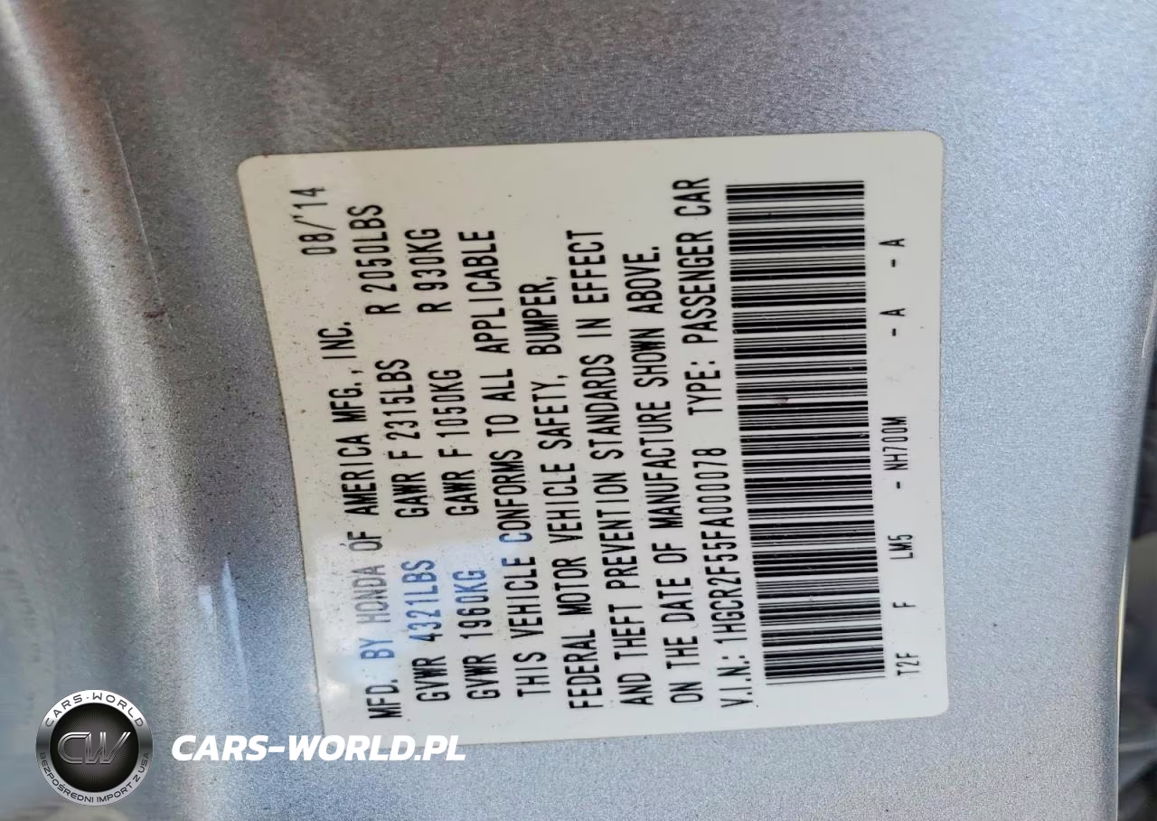 2015 Honda Accord Sport VIN:1HGCR2F55FA000078 - 12